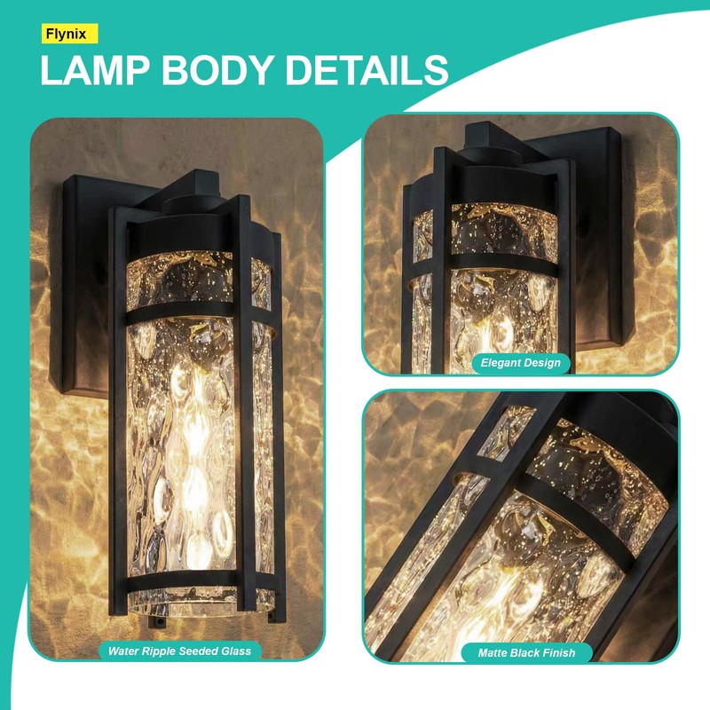 Flynix Outdoor Wall Light Fixtures, Waterproof Front Porch Light, Modern