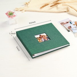 Mublalbum 8x8 Inch DIY Scrapbook Photo Album with 20 Plastic Sleeves 40 Pages Linen Cover 3 Ring Folder Binder for Wedding Baby Family and DIY Projects (Dark Green)
