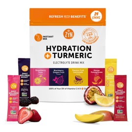 ZYN ZYN Electrolyte Drink Mix Hydration Packets, Electrolytes Powder, Hydration Packets w/Turmeric Curcumin, Vitamin C and D, Zinc, Hydrate Electrolyte Powder Packets for Wellness, Variety Pack of 24