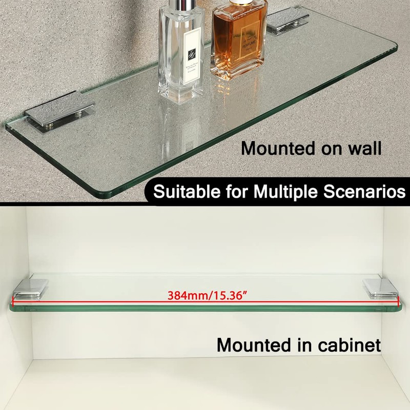 SAYAYO Floating Glass Shelves for Bathroom, Tempered Glass Shelf for