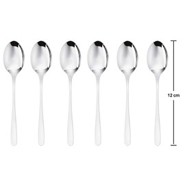 Sambonet 52553A37 Button - Set Moka Spoon - Monobloc coffee 18/10 stainless steel, spoon length 12 cm, 6 pieces