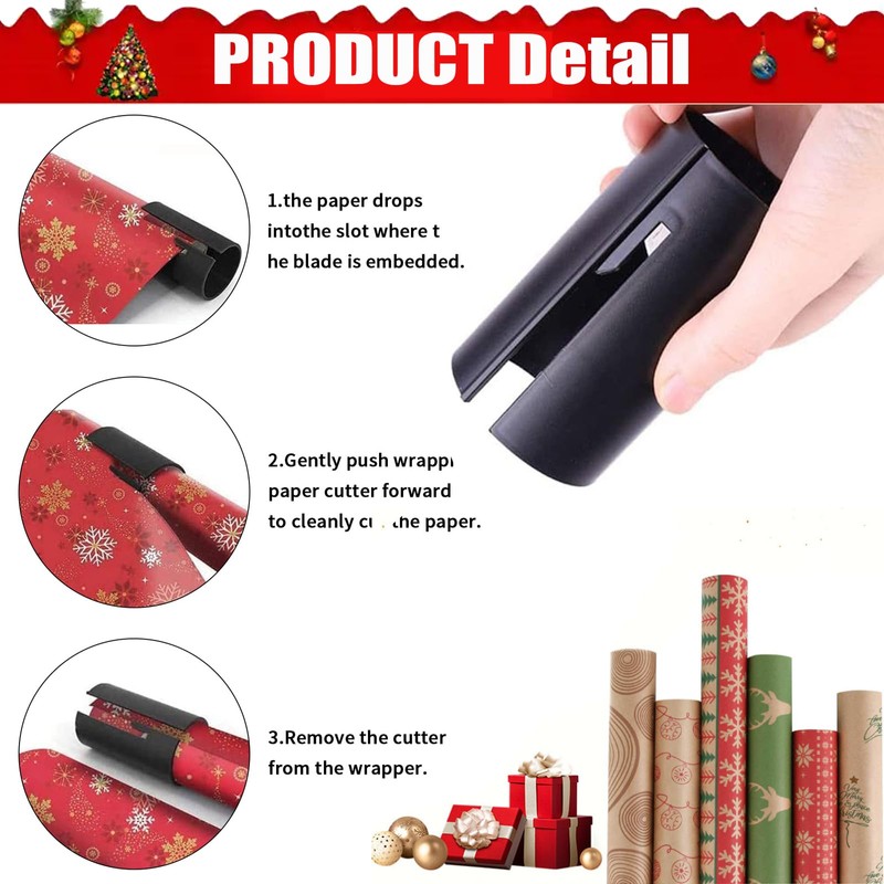 sunnilly Pack of 3 Wrapping Paper Cutter Tool, Wrapping Paper