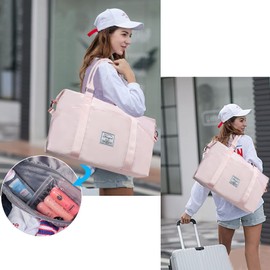 Gym Bag for Women Multiple Pockets Travel Duffle Tote Bag, Waterproof Weekender Overnight Bags for Women with Wet Compartment
