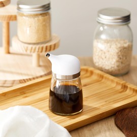 Yiyiring Glass Soy Sauce Dispenser, Small Olive Oil and Vinegar Dispenser, Soy Sauce Bottle, Non Drip Spout Cruet Bottle Container for Oil Vinegar Seasoning Kitchen(5 oz,White,1 Pcs)