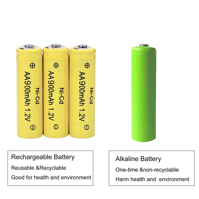 XFULL 12 Packs 1.2V AA Ni-Cd 900mAh Rechargable Batteries for