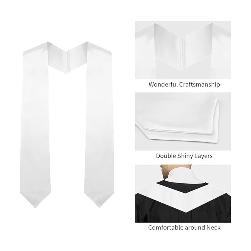 Plain Graduation Stole, Graduation Stole Class of 2025, White Graduations