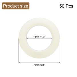 Sourcing Map 50pcs Grommets, 1-5/7"(42 mm) ID Window Curtain Panels Eyelet Rings Low-Noise Sliding Roman Hardware Clip Rings for Bathroom Bedroom Rod, White