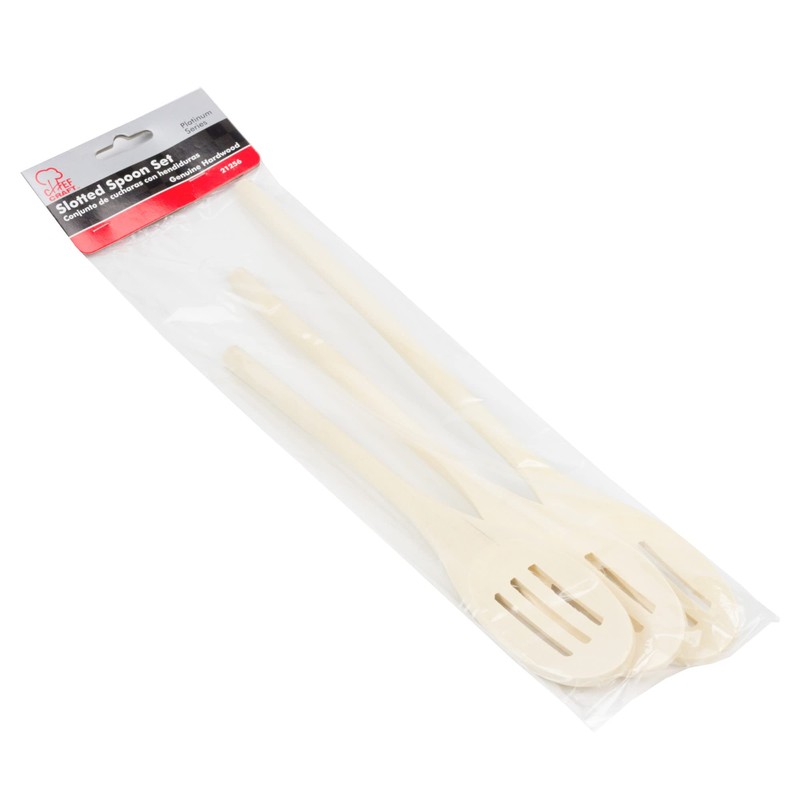 Chef Craft Select Maple Slotted Spoon Set, 10, 12, 14