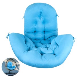 Homaisson Hanging Egg Chair Cushion, High Back Hammock Swing Seat Cushion with Button Fasteners, Thicken and Soft Polyester Cushion for Indoor and Outdoor Use, Blue Color, 51.2 x 37.4 x 5.9 Inches