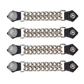 Dream Apparel Faux Leather Motorcycle Vest Extender for Men Biker Double Diamond Cut Chrome Chain 4PCS Per Set