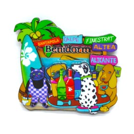Joints and Cats Altea Benidorm Santa Pola Calpe Finestrat Fridge Magnet. Spanish Flamingo. Flag of Spain. Sevillian Fan
