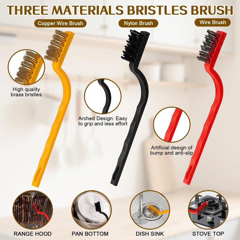 11Pcs Crevice Cleaning Brush Kit, Hard Bristle Crevice Cleaning Brush