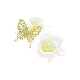 Soubien Hair Ornament, Coming-of-Age Ceremony, Butterfly, Graduation Ceremony, 3-piece Set, White, Off-White, Gold, Gold, Rose, Butterfly, Flower, Corsage, Kanzin