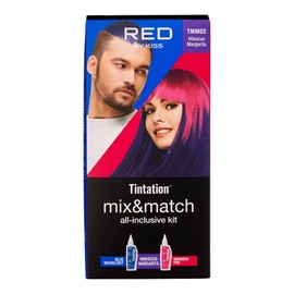 RED by Kiss Hair Color Kit - All-Inclusive Mix & Match Bleach, Tintation and Two Semi-Permanent Hair Colors (Hibiscus Margarita)