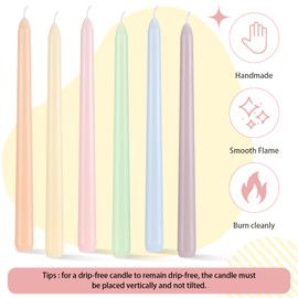 Conelist 6 Pcs Candy Taper Candles 10 Inch Pastel Unscented Smokeless Tapered Candles Handmade Multicolored Candlesticks for Valentine's Easter Wedding Birthday Home Decor