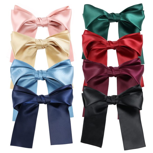 8 Pack 6 Inch Bowknot Hair Bows for Women, Big Hair Bow With Alligator Clips, Red Black Hair Ribbon Hair Bows Clips for Girls, Hair Clips for Bows, Large Barrettes Thick Hair Accessories for Women