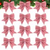 Pack of 12 12 x 15 cm Christmas Bows Pink