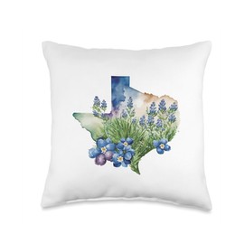 Texas Bluebonnet Flower Field Floral Texas Spring Wildflower Throw Pillow