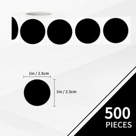 YEGAWEN 1 Inch Removable Colored Dot Stickers, Waterproof Circle Color Stickers, Writable Garage Sale Stickers Price Tags Stickers, Suitable for Laser and Inkjet Printable (500Pcs, Black)