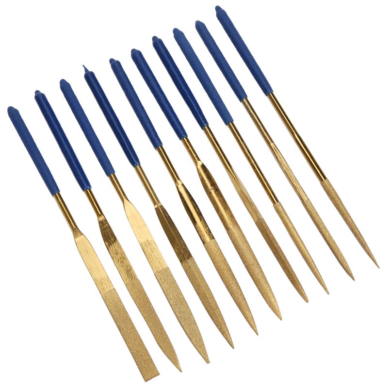 10Pcs Set 4x160mm Mini Titanium Plated Diamonds Needle File Kit