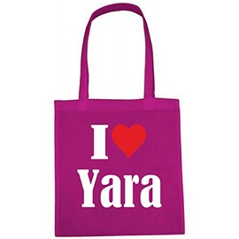 Reifen-Markt I Love Yara Shopping Bag School Bag Gym Bag 38 x 42 cm in Black or White, pink