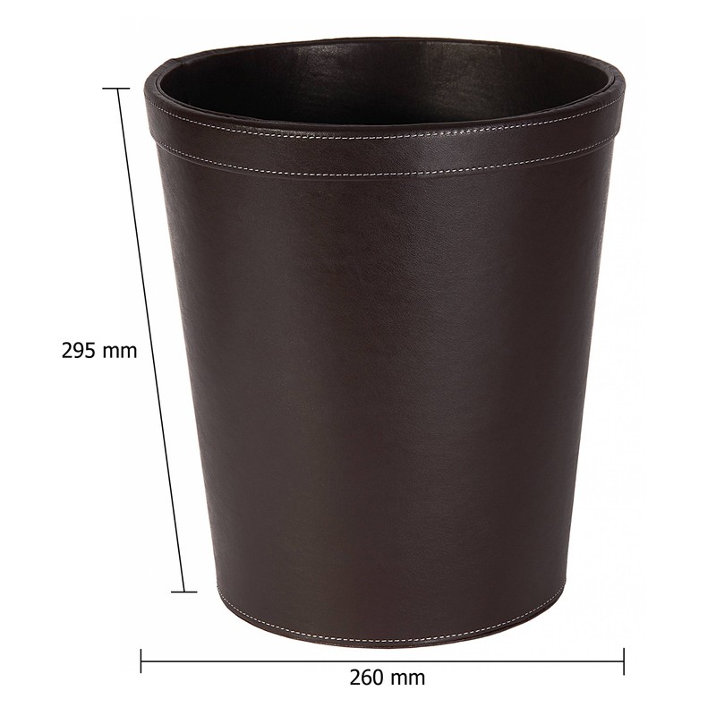 Osco 29cm Faux Leather Waste Bin - Brown
