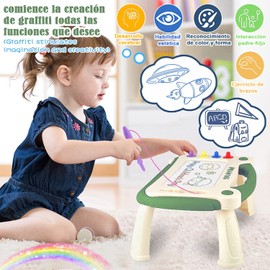 XIESHIWEN - Pizarrones Magicos para Niños, Tablero de dibujo magnético de Color con 4 corchetes, 4 formas de sellos, Bolígrafo conector de 9 cm, Regalos y juguetes de viaje para Niños y Niñas, Verde