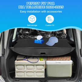 AUXKO Retractable Cargo Cover for Kia Telluride 2025-2020, Trunk Cargo Cover Luggage Security Shade Cover for 2025 2024 Kia Telluride Shielding Shade Anti-Peeping Luggage Privacy Screen, Carbon Fiber