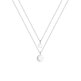 Elli Necklace Ladies Set Star Cut-Out Pendant Mother Child in 925 Sterling Silver