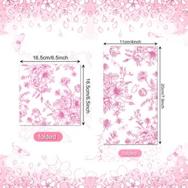 120Pcs Floral Guest Towel and Luncheon Napkin Pink and White Toile Guest Paper Napkins Flower Guest Disposable Hand Towels Napkins for Flowers Party Supplies
