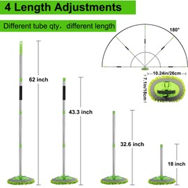 LumiMokki 62" Car Wash Mop Kit, Car Wash Brush with Long Handle Stainless Steel Pole, Car Wash Kit Car Detailing Kit Car Wash Mop Mitt Car Cleaning Supplies Kit for RV Cars SUV Trucks and Bus (Green)