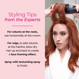 Milano Collection Hot Air Hair Brush Dryer, Quick & Easy Styling, Hair Volumizer for Human Hair Wigs & Natural Hair, Lightweight Round-Shaped Barrel Blow Dry Brush, Black