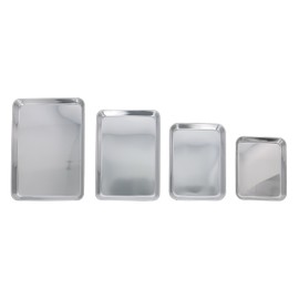 Takagi Made in Japan Stainless Steel Square Trays, Set of 4, Bulk for Prep, Cooking, Frying, Silver, Stackable, Rectangular Cooking Pan Tray