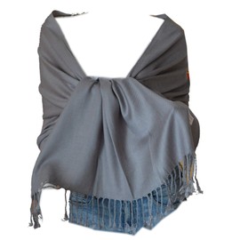 SCARF_TRADINGINC® Large Soft 100% Twill Pashmina Scarf Shawl Wrap (Grey)
