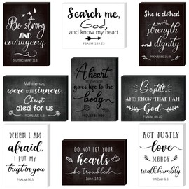 Purpeak 9 Pcs Bible Verse Mini Wood Signs Wooden Religious Sign Rustic Spiritual Decor Inspirational Christian Decor Scripture Desk Plaque Bible Decorative Sign for Home Table, 3.5 x 2.5 x 0.47 Inch