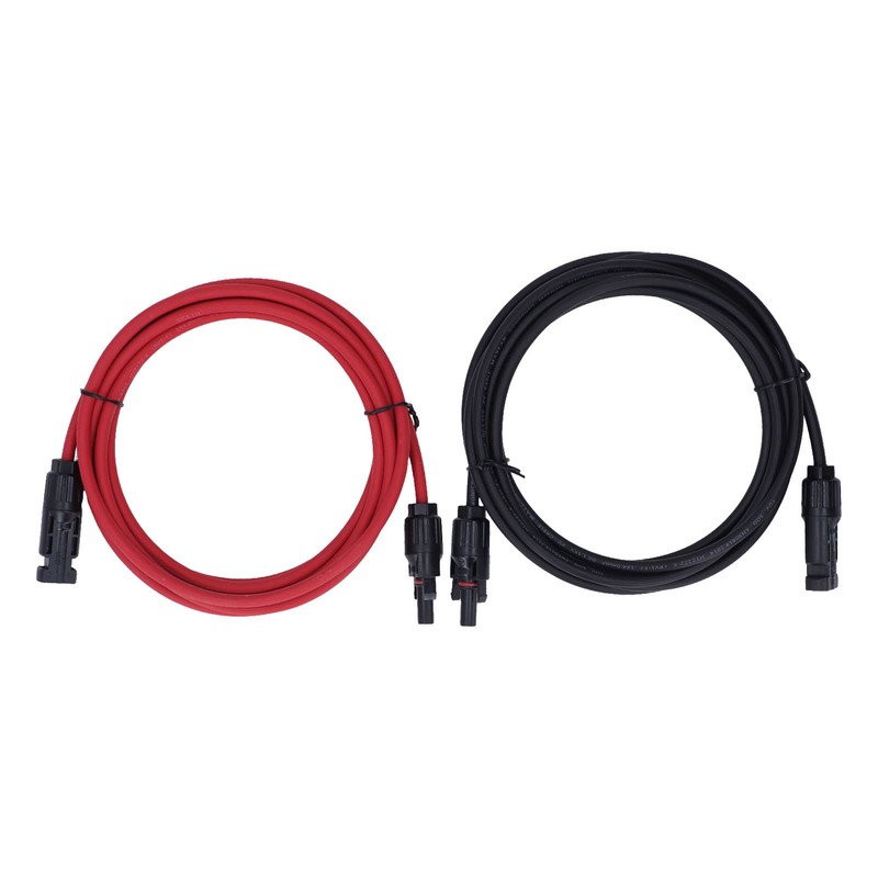 2pcs 12AWG 4mm² Solar Panel Extension Cable Black Red Solar