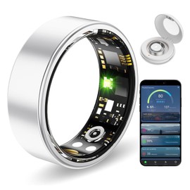 Weyrinice Health Ring, Smart Ring for Women Men, IP68 Waterproof Fitness Sleep Heart Rate Blood Oxygen Tracker, Step Tracker Compatible with Android & IOS (Silver, 11#)