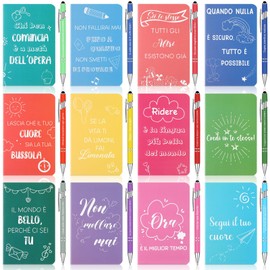 Tenare 12 Sets Dankeschön Geschenke für Kollegen Enthält 12 Kleine Notizbücher mit Motivierenden Sätzen Bunte Mini Taschennotizbücher 12 Inspirierende Kugelschreiber für Notizen Schule Büro Abschluss