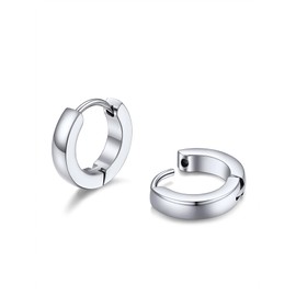 PROSTEEL Silver Mens Hoop Earrings Stainless Steel Huggies