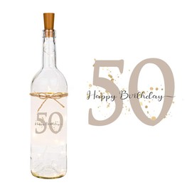 Manufaktur Liebevoll Bottle Light Happy Birthday 50 Money Gift Round Birthday Light Bottle Woman Man Girlfriend Friend Colleague Office Work