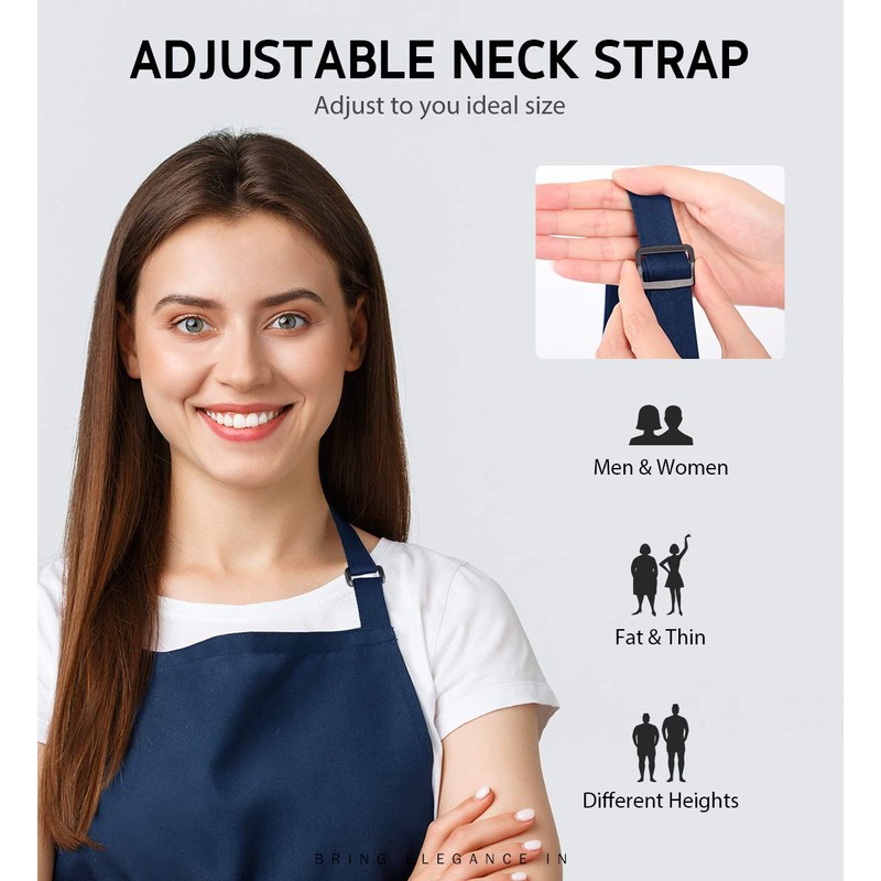 Syntus 4 Pack Adjustable Bib Apron Waterdrop Resistant with 2