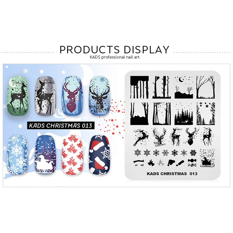 KADS Christmas Stamp Plate Image Template Nail Art Decoration Design