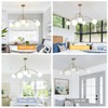 Flyrose Mid Century Modern Milk Glass Chandelier 5-Lights Gold White