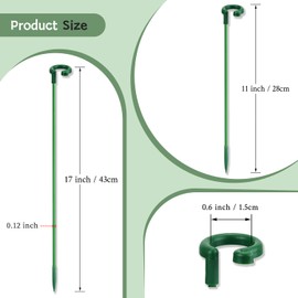 Invisible Plant Stakes SupKing 17 inch &11 inch Plant Sticks with Clips for Support Small Short Plants,Garden Stakes Suit for Potted Plants Flowers Orchid Peony Rose(16Pcs)