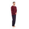 INSIGNIA Mens Fleece Long Sleeve Top Pyjamas Sets (Wine-Navy, XL)