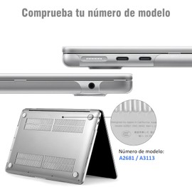 RENDIN Funda Compatible con Macbook Air 13.6 Pulgadas M3 M2 Case para 2024 2022 A3113 A2681- TPU Teclado Cubierta + Protector Pantalla + Hub USB C, Claro Crista