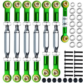 Adjustable Stainless Steel Turnbuckles Set/Camber Links with Rod Ends Set for 1/10 Traxxas Slash 4X4 2WD /Rustler 2WD 4X4/Hoss 2WD 4X4/ Stampede 2WD 4X4/Bandit 2WD 4X4/ Upgrades Parts(Green)