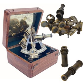 Medieval Replicas 5 inch Marine Sextant Large Brass Navigation Instruments Vintage Style Sextant Ship History Sextant Nautical Sextant in Hardwood Gift Box