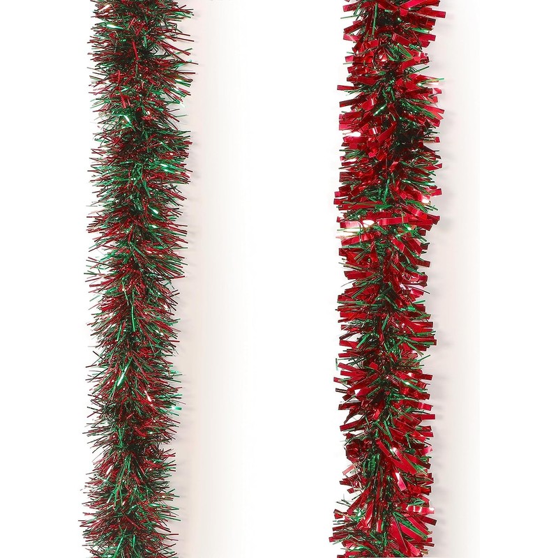 Toyland® 2 Metre Red & Green Tinsel - Decorative Christmas