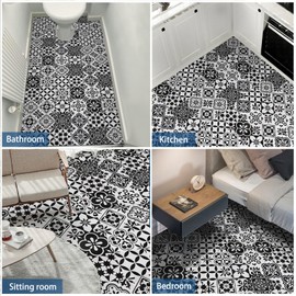RomDeco 40 Pcs Peel and Stick Floor Tile Black and White Vinyl Flooring 7.87in X 7.87in Peel and Stick Flooring for Kitchen Bathroom (10 Different Pattern)